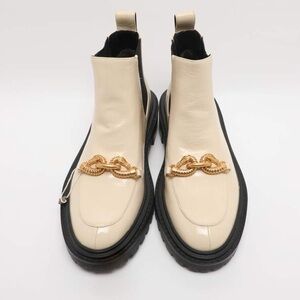 NEW W/O Tag - Authentic Tory Burch Cream and Gold Ankle Boots